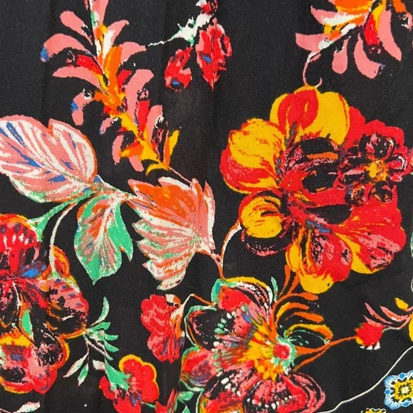 Lulus Black Vibrant Floral Off Shoulder Hi Lo Dress M Boho Tropical Vacation - Picture 8 of 10